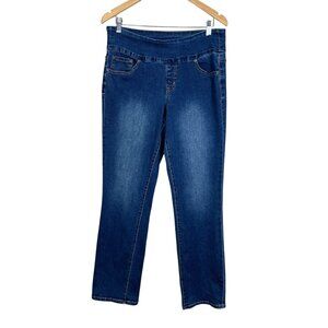 Jag Jeans Womens‎ 14 Blue High Rise Straight Leg Pull On Stretch Denim Pockets